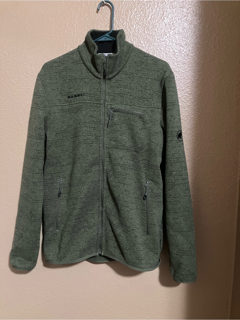 Mammut Dark Olive Fleece Jacket with Light Gray Tag
